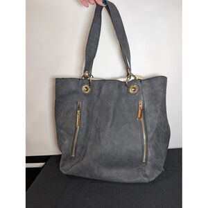 Steve Madden Dark Grey Suede Shoulder Tote Bag With Lots Of Space